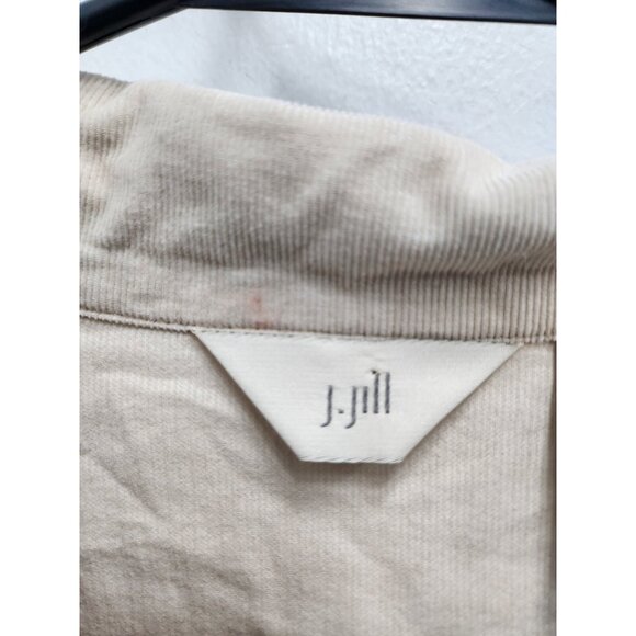 J. Jilll Womemns Corduroy Shirt Medium Beige Embroidered Button Up BOHO Neutral - Picture 3 of 9